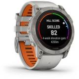 Подробнее о Garmin Fenix 7X Pro Sapphire Solar Edition Titanium with Fog Gray/Ember Orange Band 010-02778-14/15