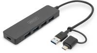 Разветвитель Digitus USB-C + USB-A to 4xUSB-A 0.2m black DA-70235