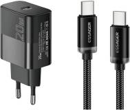 Зарядка ESSAGER USB-C PD20W + cable USB-C to USB-C 60W black