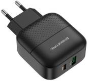 Зарядка BOROFONE BA46A Premium 1xUSB-C PD + 1xUSB QC3.0 18W Black