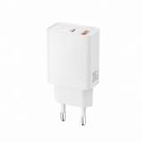 Зарядка XO QC16U 1xUSB-C PD30W + 1xUSB QC3.0 GaN white