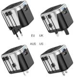 Фильтр HOCO AC5 1 роз, 2 USB, 1,5м, Black/Gray