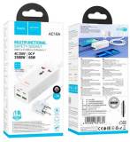 Фильтр HOCO AC10A, 1 роз, 2 USB, 2 USB-C, 65W, 1,5м, White