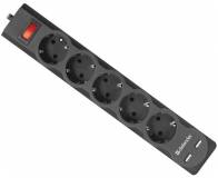 Фильтр Defender DFS 751, 1.8m, 5роз., 2xUSB