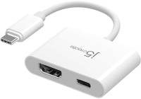 Аксессуар J5Create USB-C M to HDMI F + USB-C F PD100W white