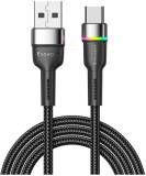 Кабель ESSAGER USB 2.0 AM to USB-C 1.0m 3A LED black