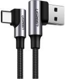 Кабель Ugreen USB 2.0 AM to USB-C 2.0m 3A 90° corner US176 black 20857