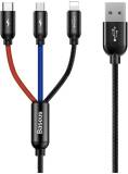 Кабель Baseus USB 2.0 AM to Lightning + Micro 5P + USB-C 1.2m 5A CAMLT-BSY01