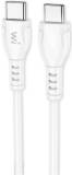 Кабель Wibrand USB-C to USB-C 1.0m 60W PVC white WI.DC/BO1W-CC