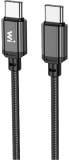 Кабель Wibrand USB-C to USB-C 1.0m 60W nylon black WI.DC/CO1B-CC