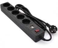 Фильтр Patron 3m (SP-53) + 2 USB 2.0, 2.1A , 5 роз. BLACK EXT-PN-SP-53-USB