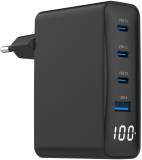 Зарядка Gembird 3xUSB-C PD100W + 1xUSB QC3.0 30W black TA-UC-PDQC100LCD-01-BK