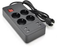 Фильтр VOLTRONIC 4 роз, 4USB 5V-2.4A, 250V/4000W Black P-EU4U4S-4000W