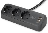 Фильтр Assmann 3 розетки, 2xUSB-A, 1xUSB-C,1.5м, Black DA-70625