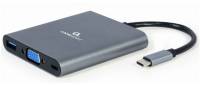 Разветвитель CABLEXPERT USB-C 6-in-1 (Hub3.1/HDMI/VGA/PD/card-reader/audio A-CM-COMBO6-01