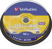 Подробнее о Verbatim DVD-/+RW 4x 4.7G, CakeBox 10 silver 43488