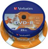 Подробнее о Verbatim DVD-R Disc 16x 4.7Gb Cake Box Wide Inkjet Printable ID Brand 43538