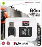 Подробнее о Kingston Canvas React Plus microSDXC 64GB + adapter + reader MLPMR2/64GB
