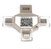 Подробнее о UFT Y-Disk 32GB 4in1 USB 2.0 / Type-C / Micro USB / Lightning UFTFDT32