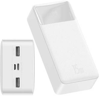 Дополнительные внешние аккумуляторы Baseus Bipow Digital Display 30000mAh 15W 3A 2USB + Type-C White PPDML-K02