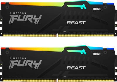 Оперативная память Kingston Fury Beast Black RGB DDR5 64GB (2x32GB) 5600MHz CL36 Kit KF556C36BBEAK2-64