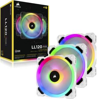 Вентилятор Corsair LL120 RGB 120mm Dual Light Loop White RGB LED PWM Fan - Triple Pack with Lighting Node PRO CO-9050092-WW