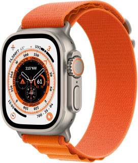 Apple Watch Ultra GPS + Cellular 49mm Titanium Case with Orange Alpine Loop - Large MQEV3/MQFM3
