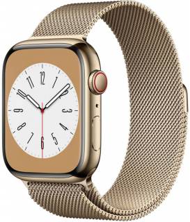 Apple Watch Series 8 GPS + Cellular 45mm Gold S. Steel Case w. Milanese Loop Gold MNKP3/MNKQ3