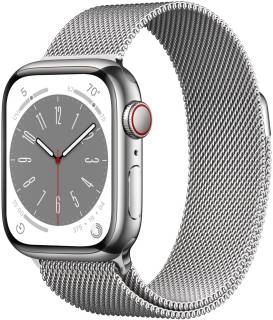 Apple Watch Series 8 GPS + Cellular 41mm Silver S. Steel Case w. Milanese Loop Silve MNJ73/MNJ83