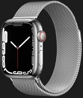 Apple Watch Series 7 GPS + Cellular 41mm Silver Stainless Steel Case with Silver Milanese Loop MKHF3