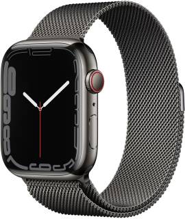 Apple Watch Series 7 GPS + Cellular 45mm Graphite S. Steel Case w. Graphite Milanese Loop MKJJ3