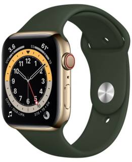 Apple Watch 6 4G 44mm Gold Stainless Steel Case w. Cyprus Green Sport B. M07N3/M09F3