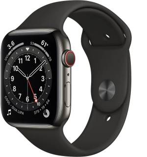 Apple Watch Series 6 GPS LTE M07Q3 44mm Graphite Stainless Steel Case with Black Sport Band M07Q3/M09H3