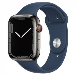 Apple Watch Series 7 GPS + Cellular 45mm Graphite S. Steel Case w. Abyss Blue S. Band MKJH3
