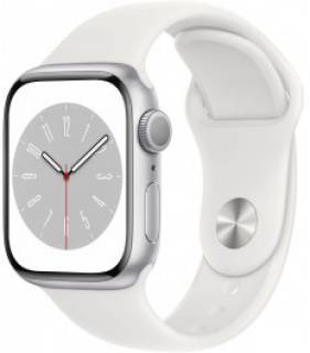 Apple Watch Series 8 GPS 41mm Silver Aluminum Case with White S. Band M/L MP6M3