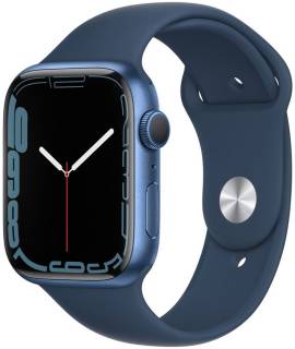 Apple Watch Series 7 GPS 45mm Blue Aluminium Case with Deep Navy S MKN83UL/A