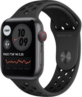 Apple Watch Nike SE GPS + Cellular 44mm Space Gray A. Case w. Anthracite/Black Nike S. Band MKRX3