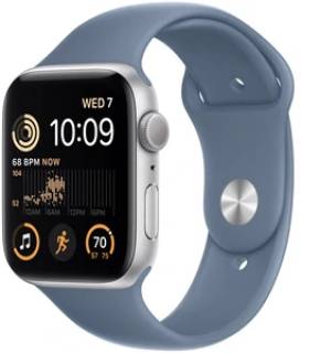 Apple Watch SE 2 GPS 44mm Silver Aluminum Case with Slate Blue Sport Band - M/L MNTJ3