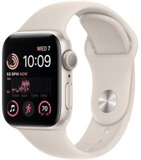Apple Watch SE 2 44mm Starlight Aluminum Case with Starlight Sport Band S/M MNJX3, MNTD3