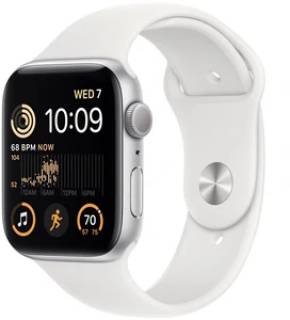 Apple Watch SE 2 GPS 44mm Silver Aluminum Case with Slate Blue Sport Band - M/L MNTJ3
