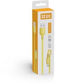 Кабель ColorWay USB 2.0 AM to Lightning 1.0m soft silicone yellow CW-CBUL043-Y