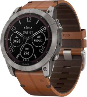 Garmin Fenix 7X Sapphire Solar Titanium w. Chestnut Leather Band 010-02541-19