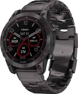 Garmin Fenix 7 Sapphire Solar Carbon Gray DLC Titanium with Titanium Band 010-02540-39