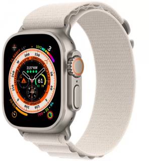 Apple Apple Watch Ultra GPS + Cellular 49mm Titanium Case with Starlight Alpine Loop - Medium (MQF03/MQFR3)