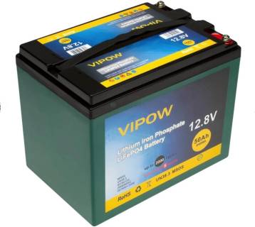 Аккумулятор VIPOW LiFePO4 12.8V 50Ah із вбудованою ВМS платою 40A (LiFePO4128-50/40)