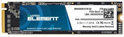 Внутренний HDD/SSD Mushkin Element 2TB M.2 2280 NVMe PCIe Gen3 x4 TLC MKNSSDEV2TB-D8