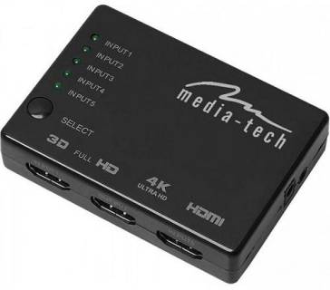 Аксессуар Media-Tech Сплітер HDMI 5xports HDMI switch, remote controlled, 4K resolution support MT5207