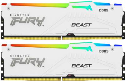 Оперативная память Kingston FURY Beast White RGB XMP DDR5 64GB (2x32GB) 5200MHz CL40 Kit KF552C40BWAK2-64