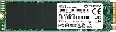 Внутренний HDD/SSD Transcend 115S 250GB M.2 2280 NVMe PCIe Gen3 x4 3D TLC TS250GMTE115S
