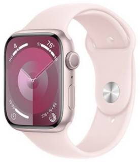 Apple Watch Series 9 GPS 45mm Pink Aluminum Case with Light Pink Sport Band - S/M (MR9G3)